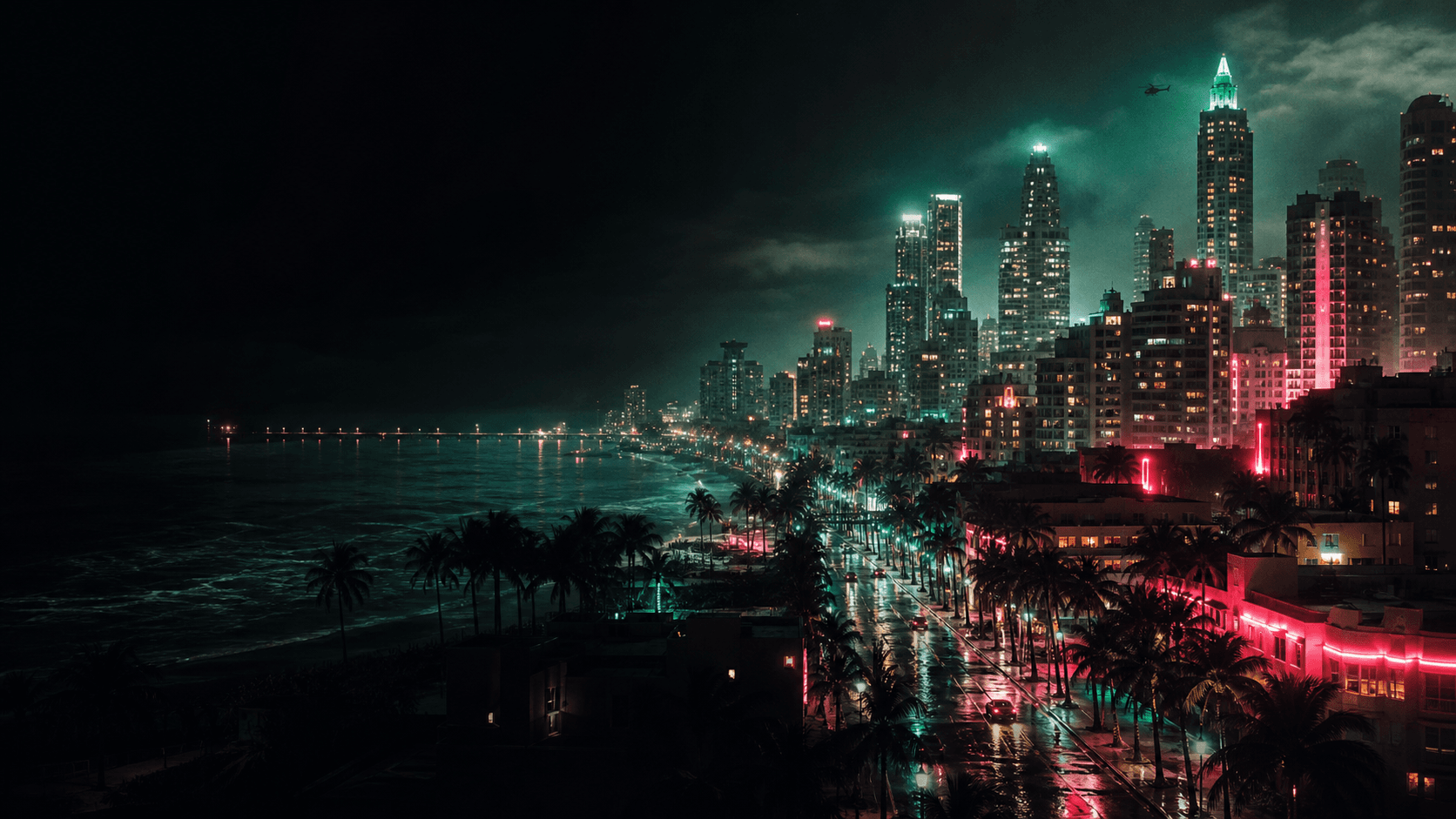 Original coastal city intelligence desk concept art